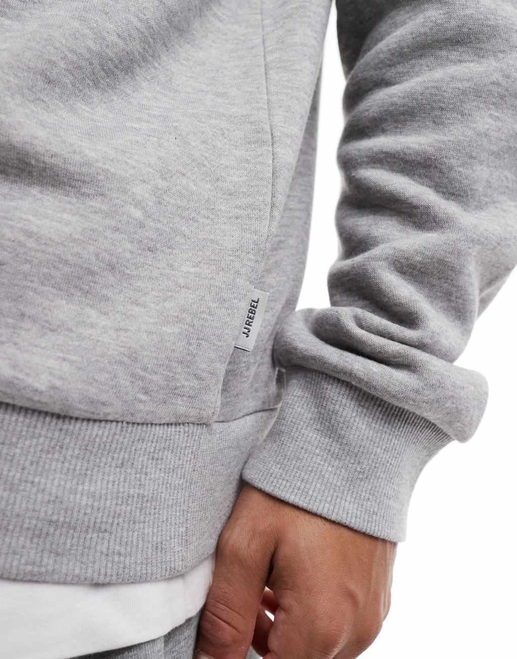 JJ Rebel oversized crew neck sweat shirt in gray heather Product Image