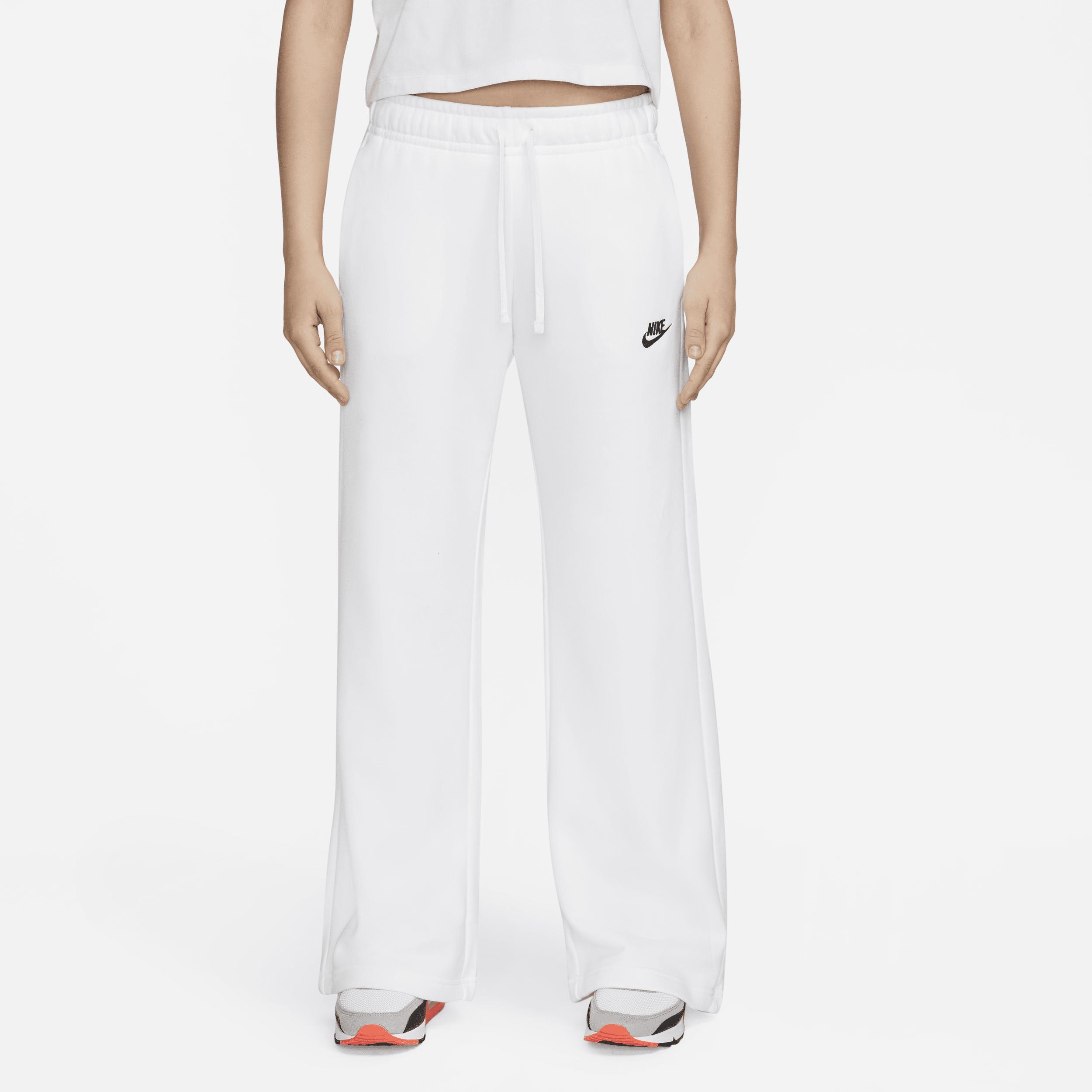 Womens Nike Sportswear Club Fleece Midrise Wide-Leg Pants White Product Image