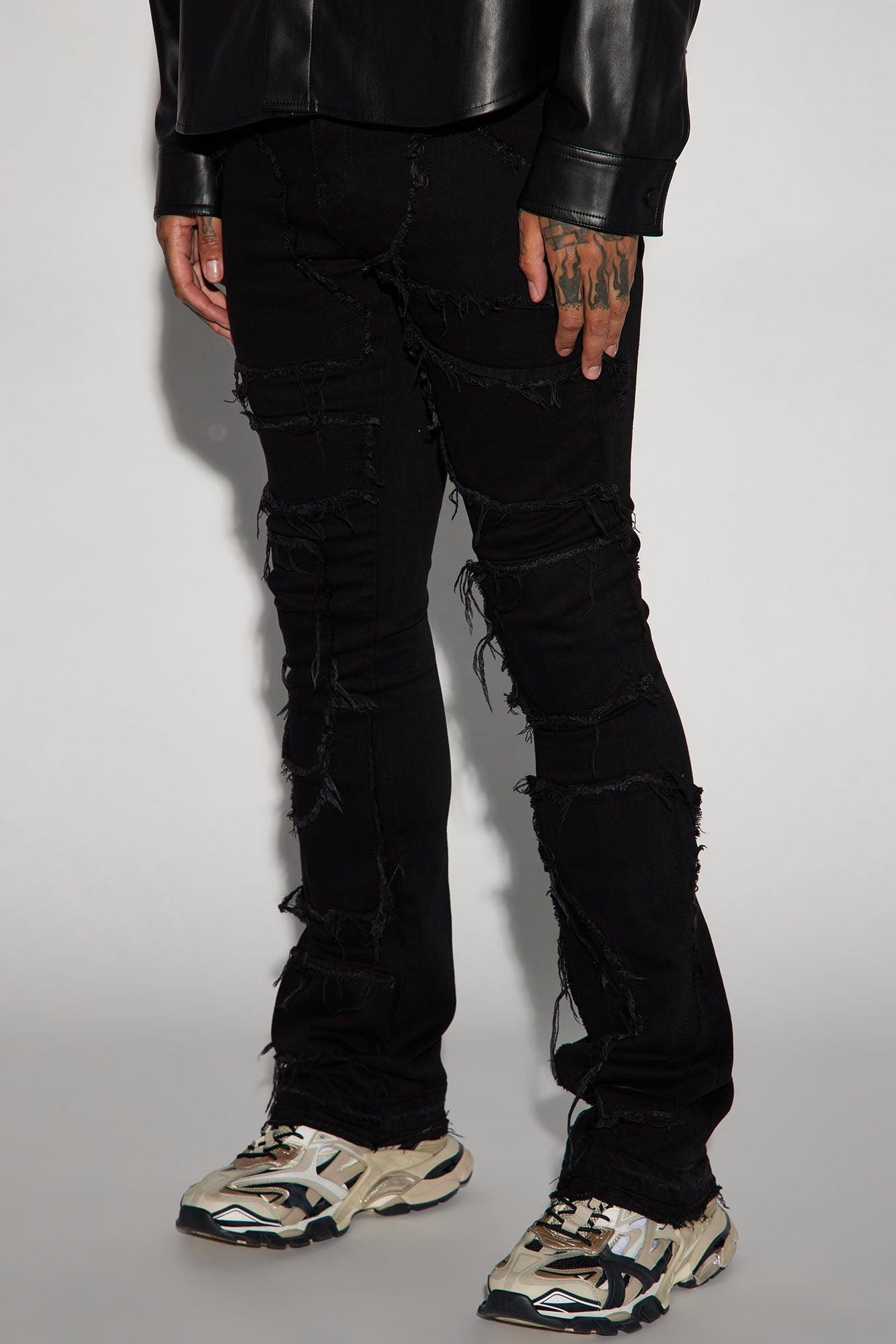 Patch It Up Stacked Skinny Flare Jeans - Black Product Image