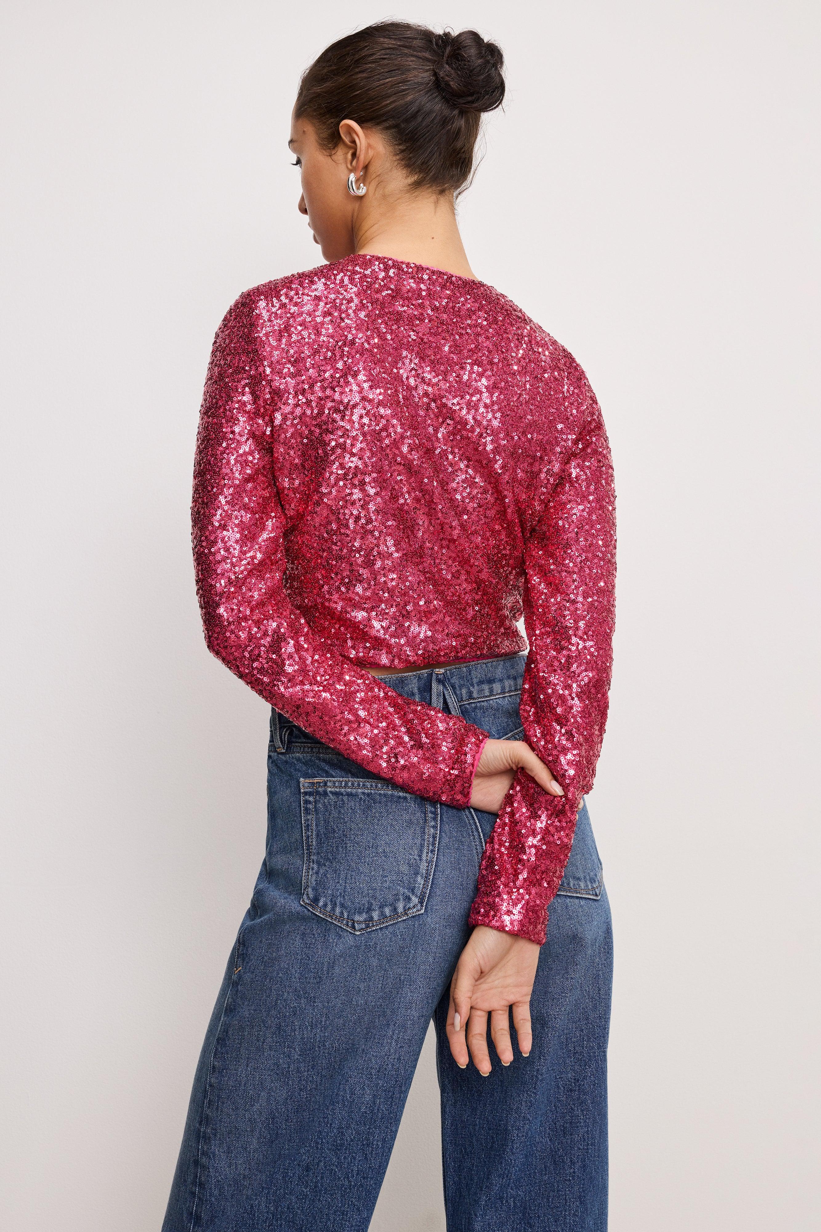 SEQUIN CARDIGAN | BALLERINA PINK004 Product Image