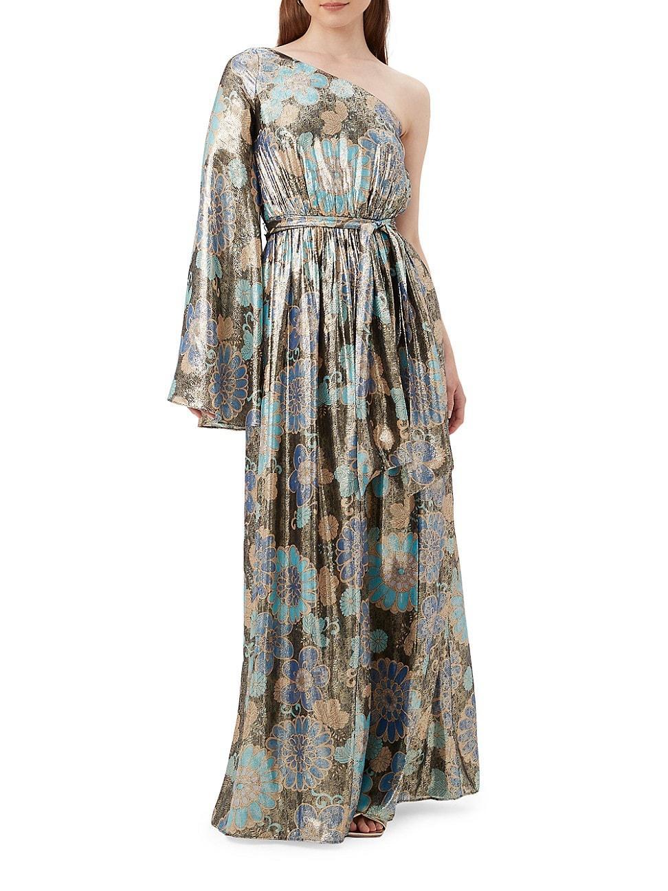 Womens Amida Floral Silk-Blend One-Shoulder Maxi Dress Product Image