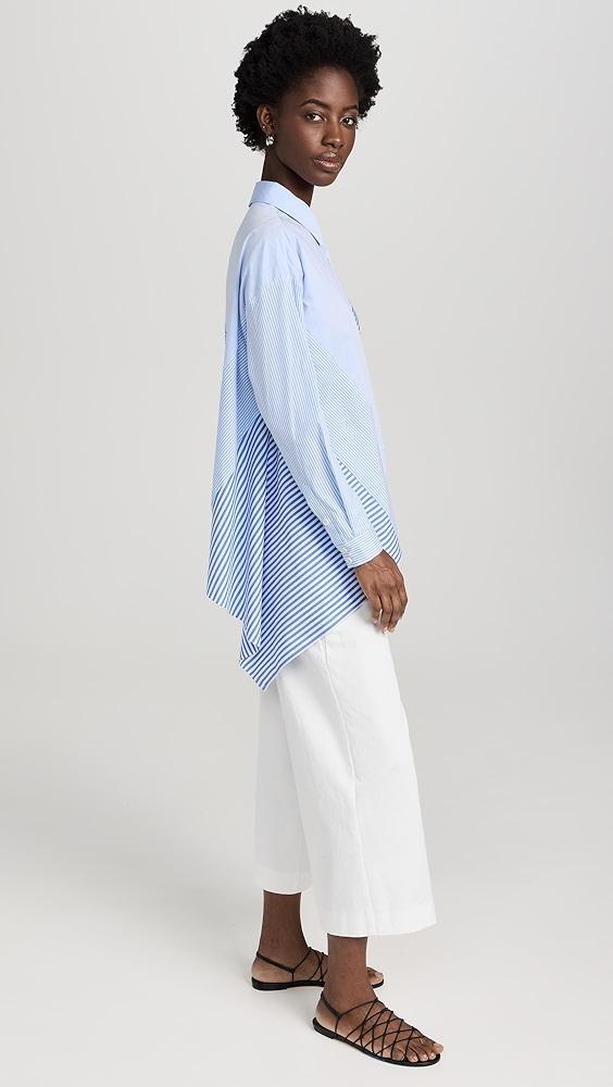 Naadam Cotton Asymmetrical Stripe Mix Shirt | Shopbop Product Image