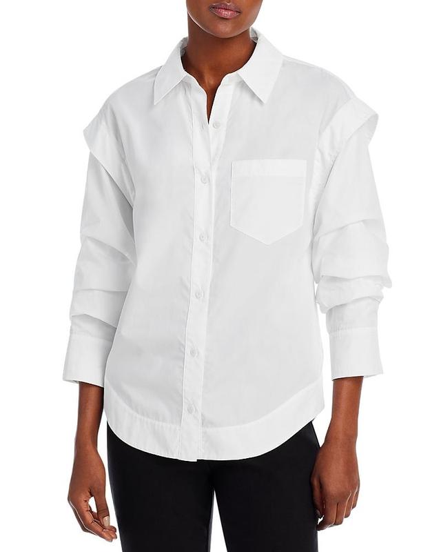 Marley Button-Front Ruched Sleeve Shirt Product Image