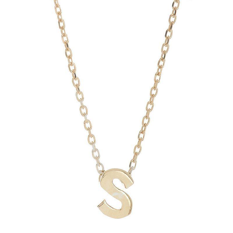 Adornia 14k -Plated Mini Initial Pendant Necklace, 16 + 2 extender - M Product Image