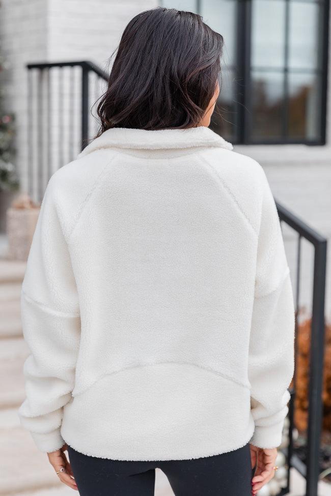 It Starts Now Cream Sherpa Quarter Zip Pullover FINAL SALE Product Image