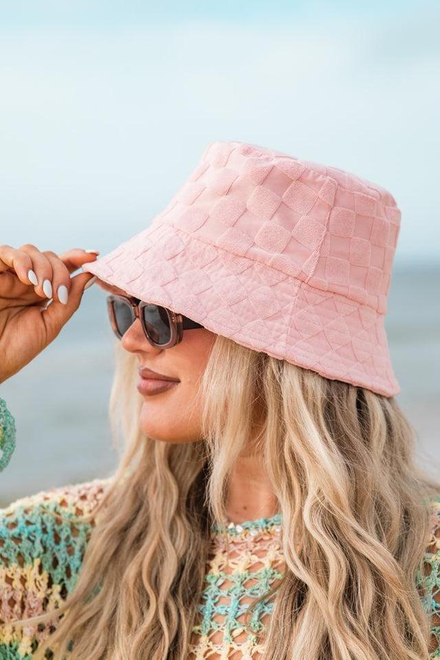 Light Pink Terry Cloth Bucket Hat Product Image