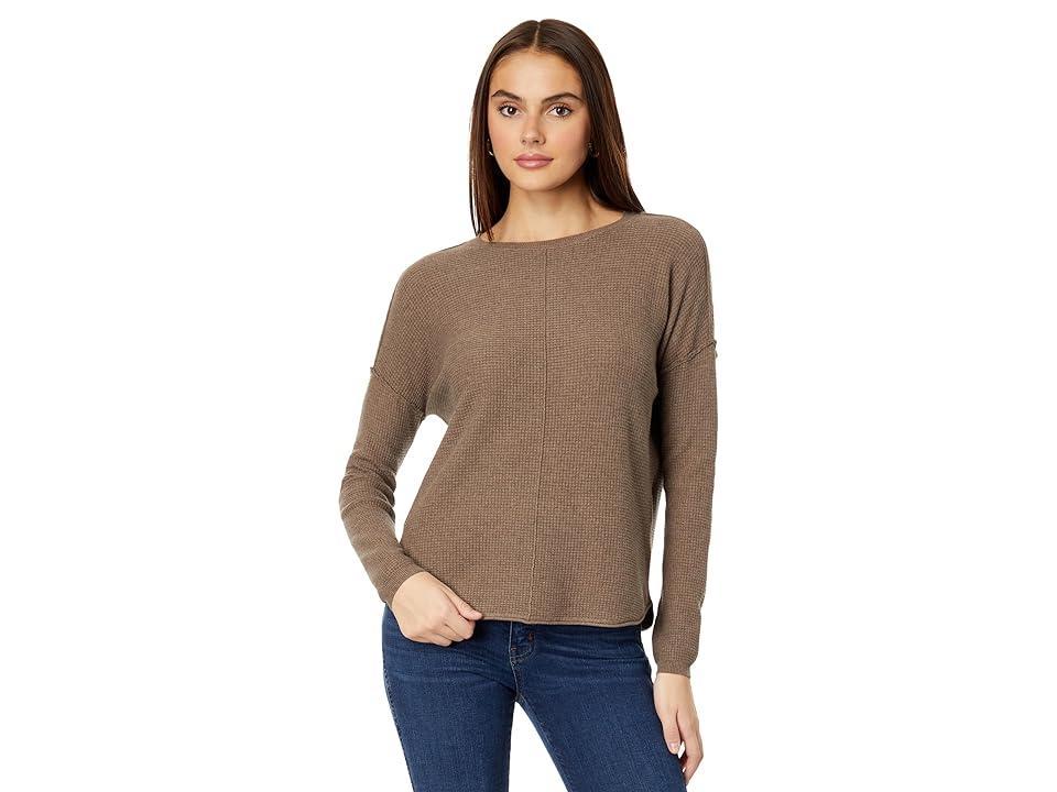 Elliott Lauren Cotton Cashmere Waffle Knit Sweater (Hazelnut) Women's Clothing product image