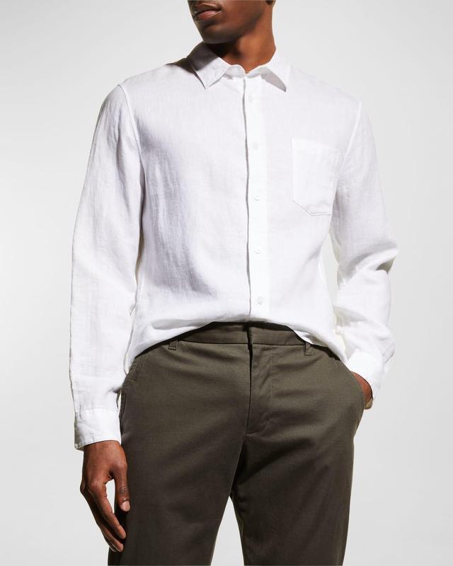 Mens Linen Long-Sleeve Button-Up Shirt Product Image