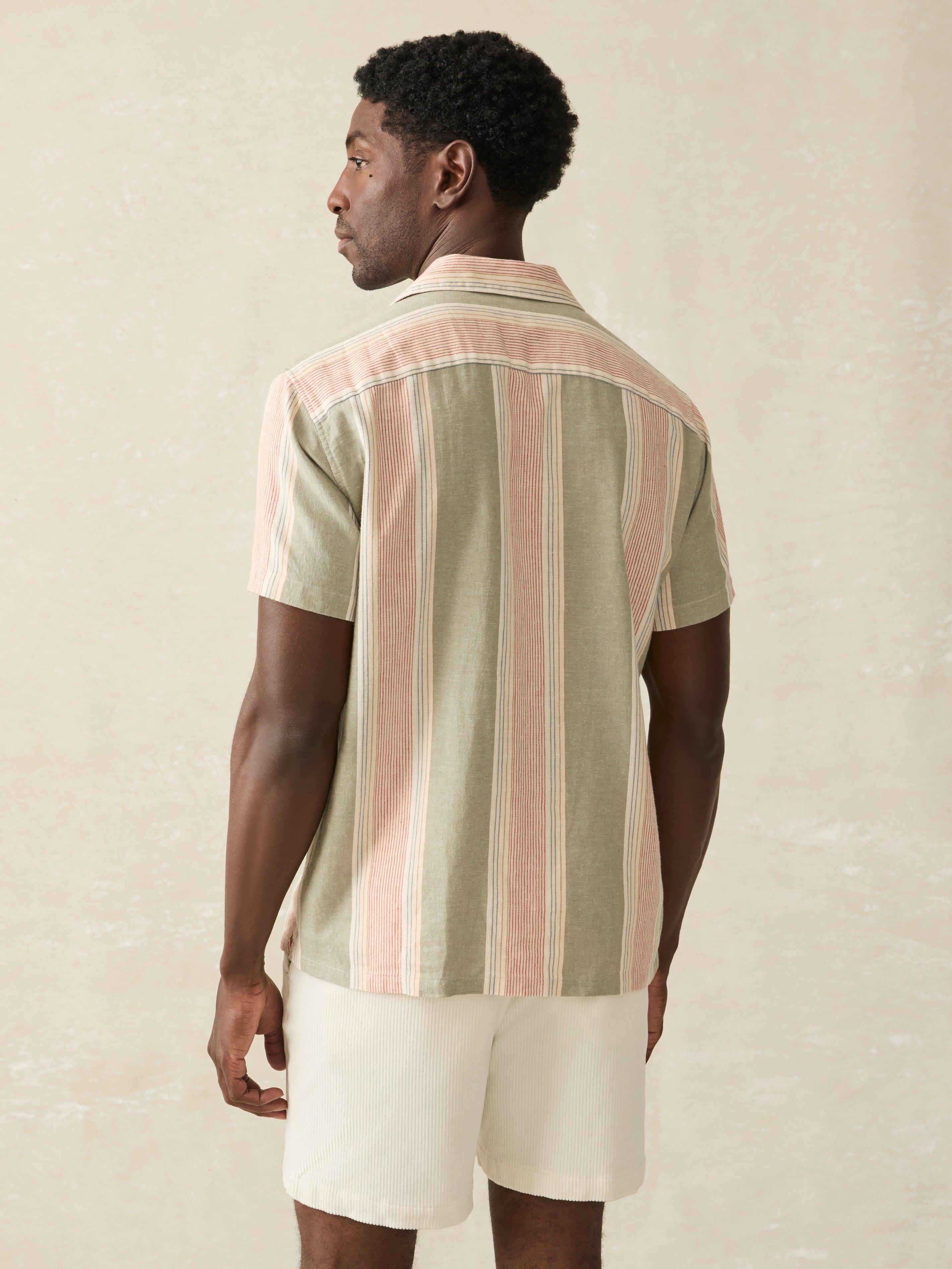 Short-Sleeve Hemp Blend Camp Shirt - Forest Isle Stripe Product Image