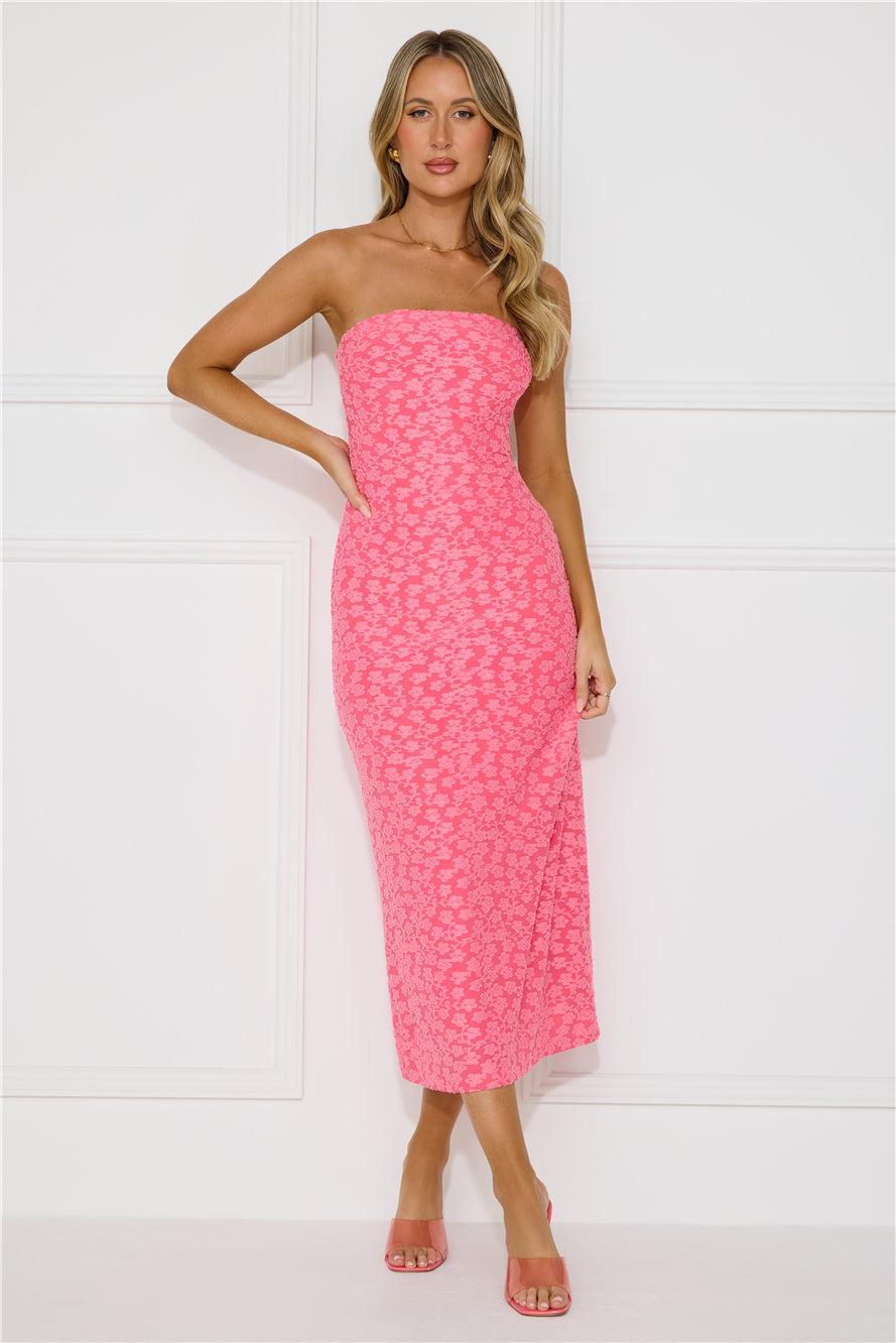 Tropical Tango Strapless Midi Dress Pink Product Image