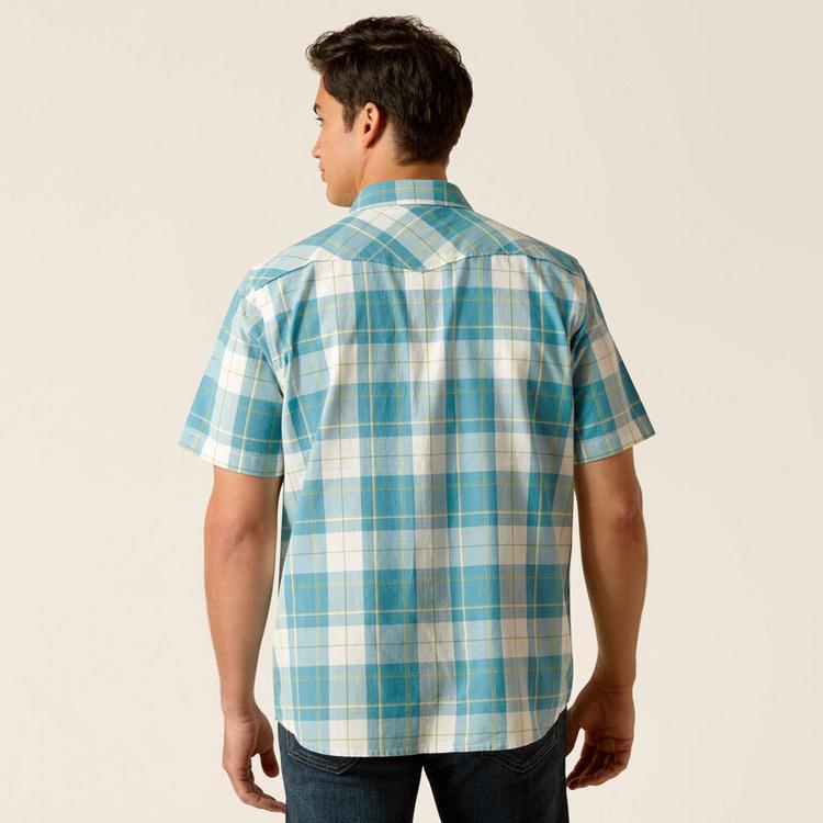 Ariat® Men's S/S Harry Gasoline Plaid Retro Fit Snap Shirt Product Image