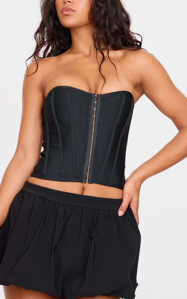 Black Bandage Hook And Eye Structured Corset Product Image