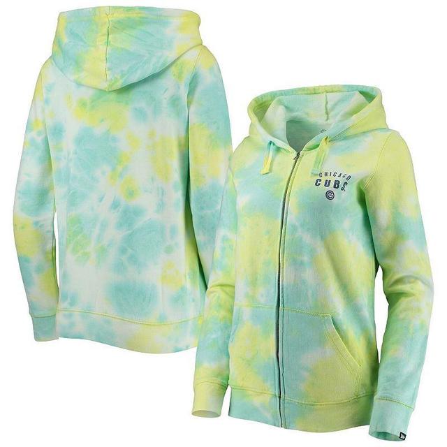 Womens New Era Chicago Cubs Tie-Dye Full-Zip Hoodie Product Image