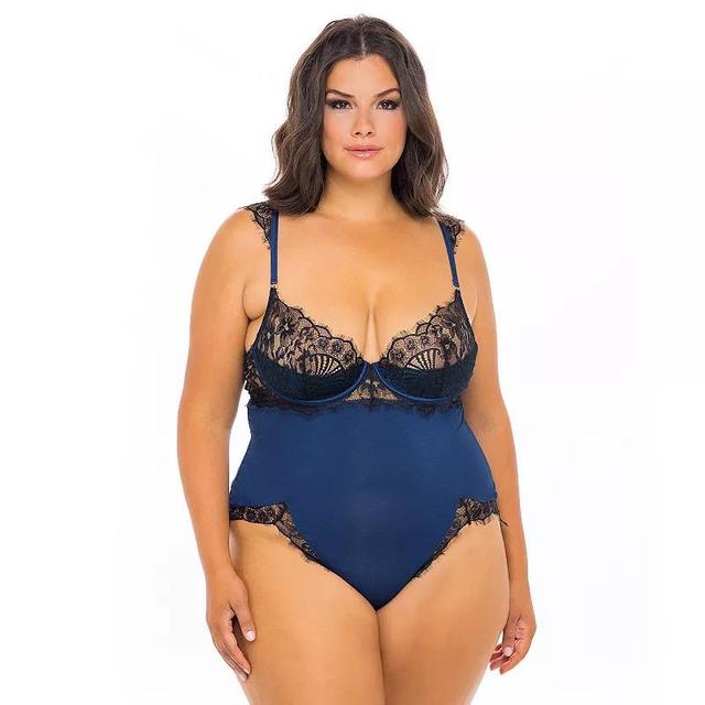 Plus Size Oh La La Cheri High Leg Bodysuit 51-11425X, Womens Product Image