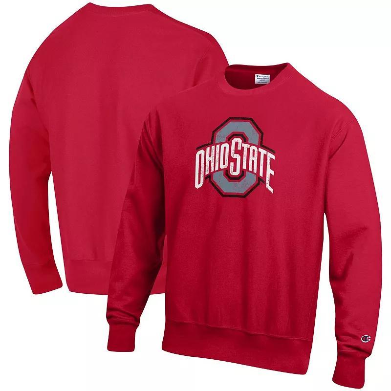 Mens Champion Scarlet Ohio State Buckeyes Vault Logo Reverse Weave Pullover Sweatshirt Product Image