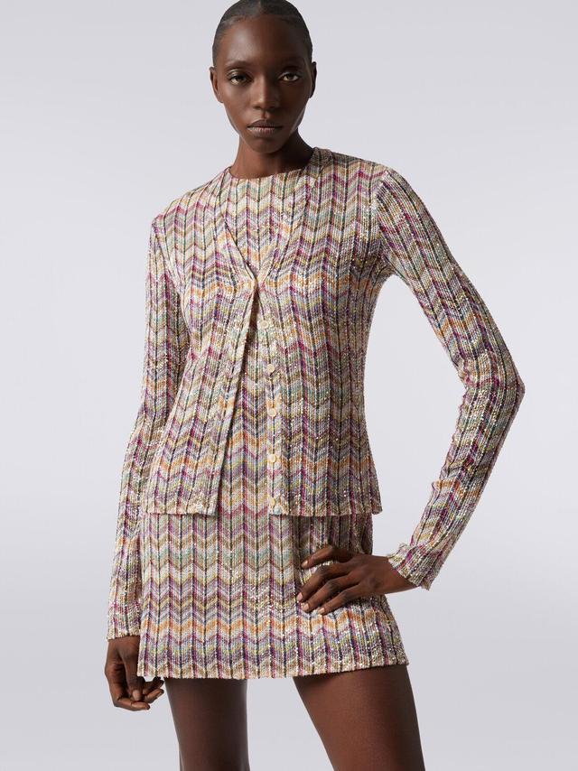 Cotton blend chevron cardigan with sequins Multicoloured | Missoni Product Image