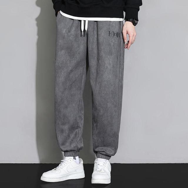 Drawstring Waist Lettering Embroidered Baggy Sweatpants Product Image