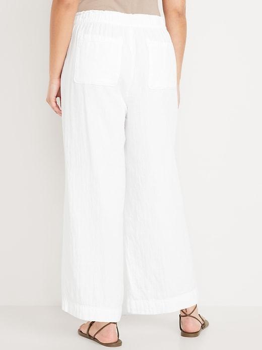 High-Waisted Crinkle Gauze Ankle Pants Product Image