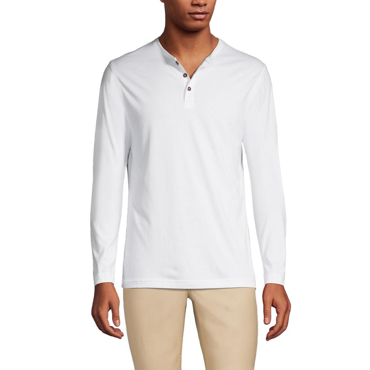 Lands End Mens Supima Jersey Long Sleeve Henley T-Shirt Product Image