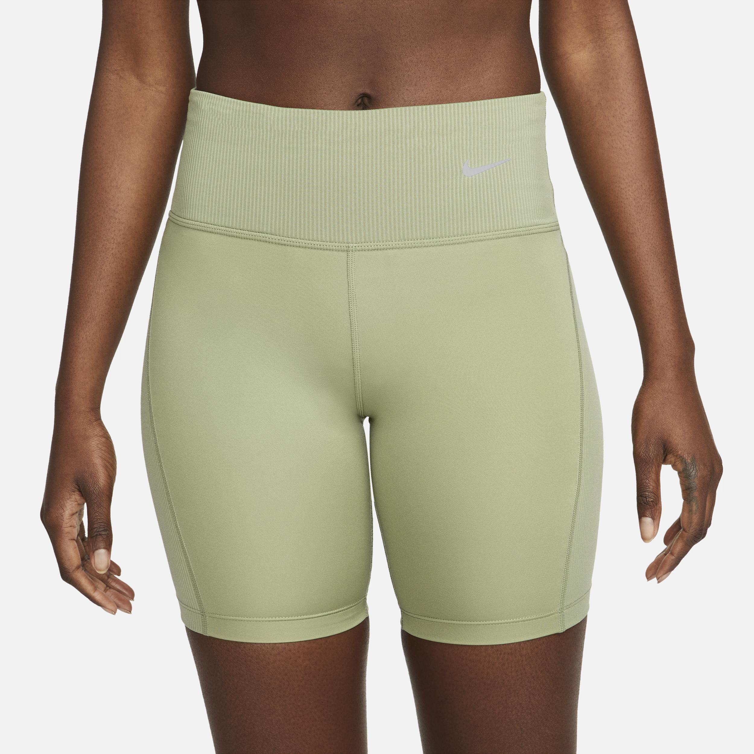 Nike Women's Tight Mid-Rise Ribbed-Panel Running Shorts with Pockets Product Image