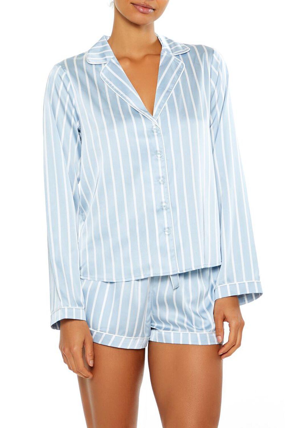 Striped Shirt & Shorts Pajama Set | Forever 21 Product Image