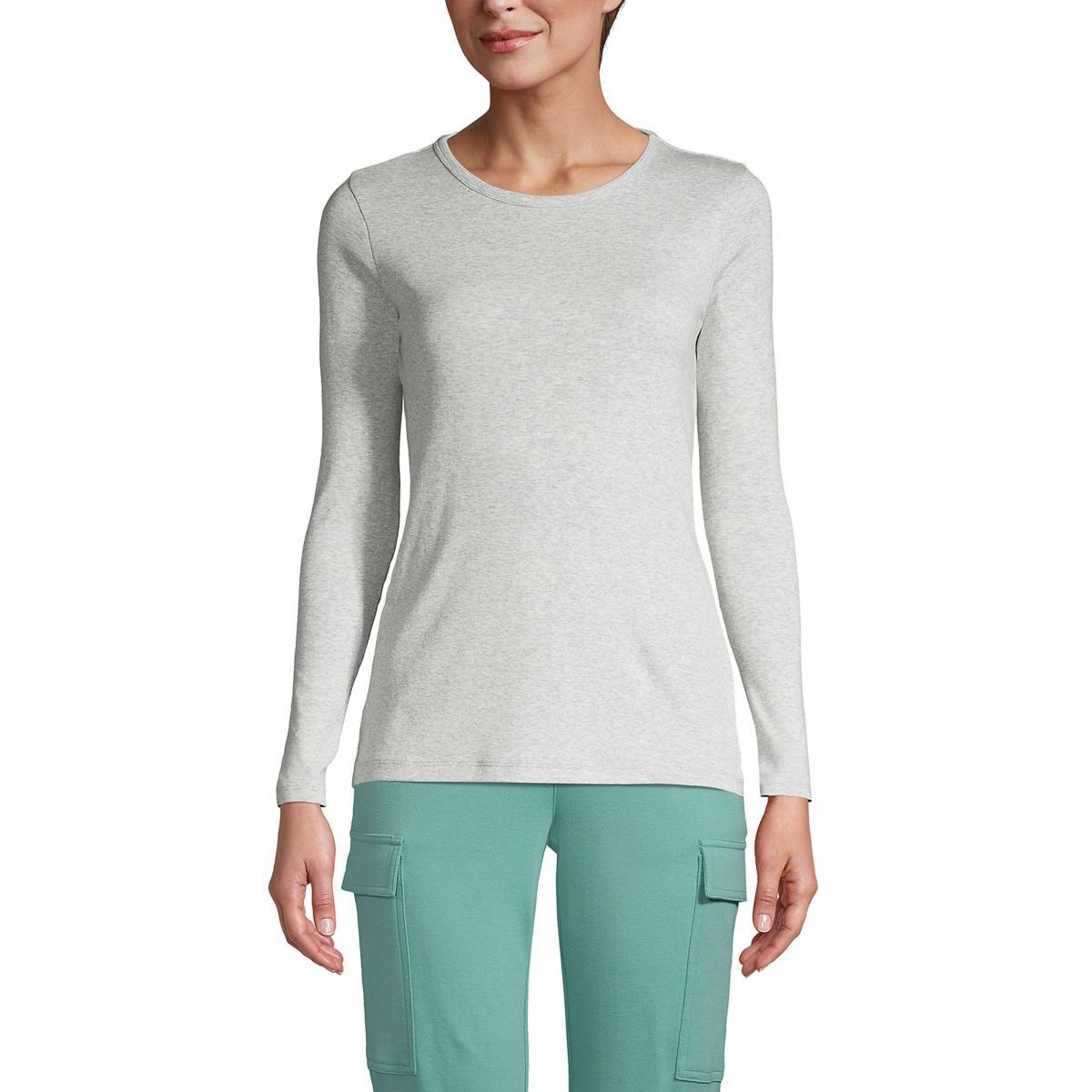 Womens Lands End Cotton Crewneck Long-Sleeve Tee Product Image