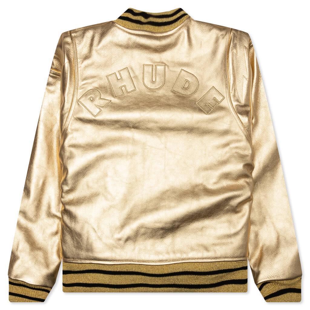 Metallic Leather Bomber - Gold Male Product Image