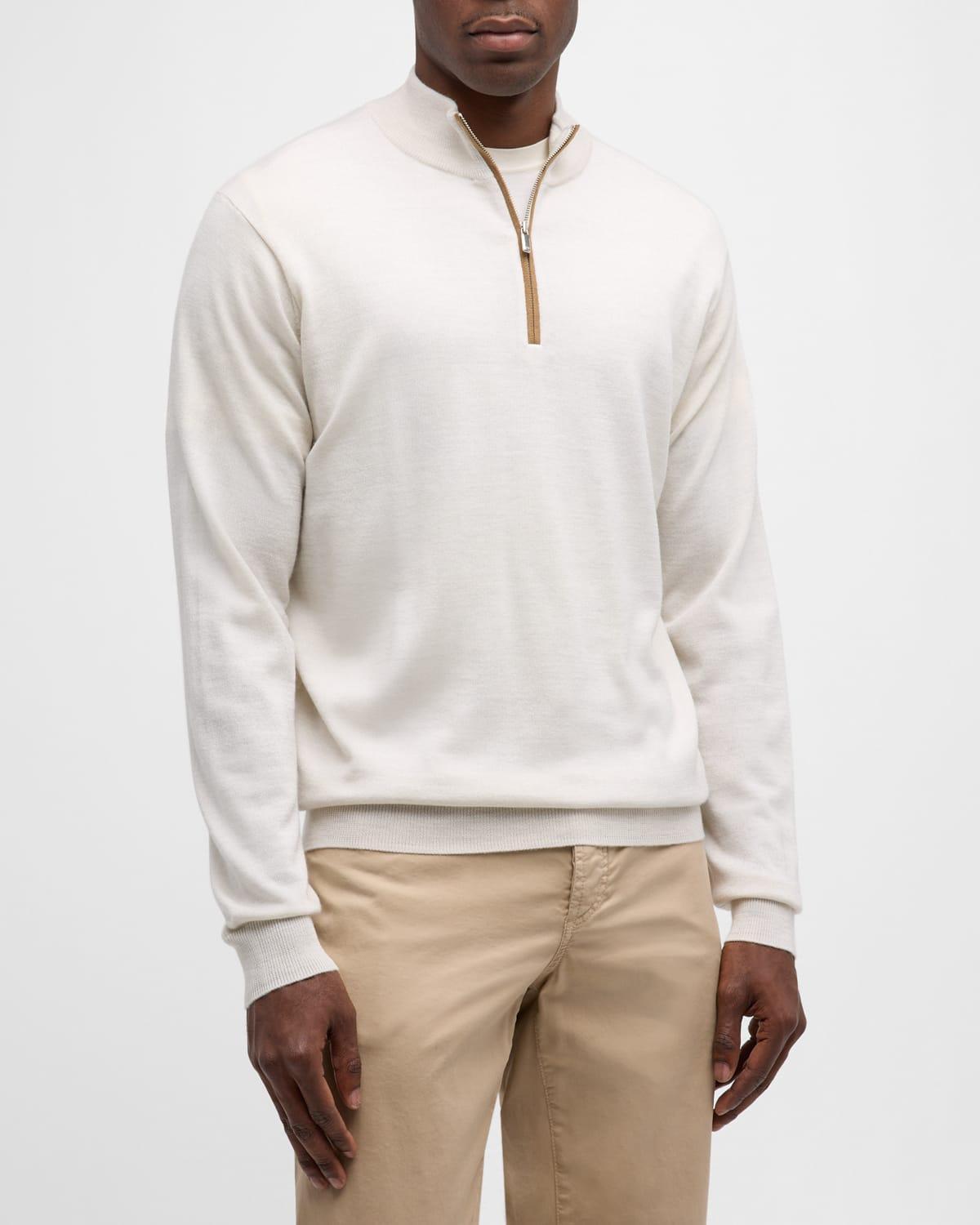 Mens Autumn Crest Suede-Trim Quarter-Zip Sweater Product Image