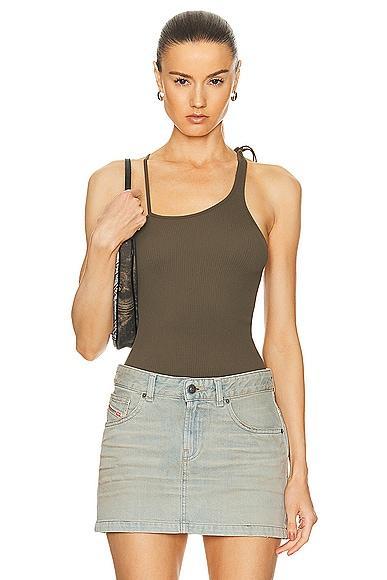 Andreadamo Ribbed Jersey Tank Top in Olive Product Image