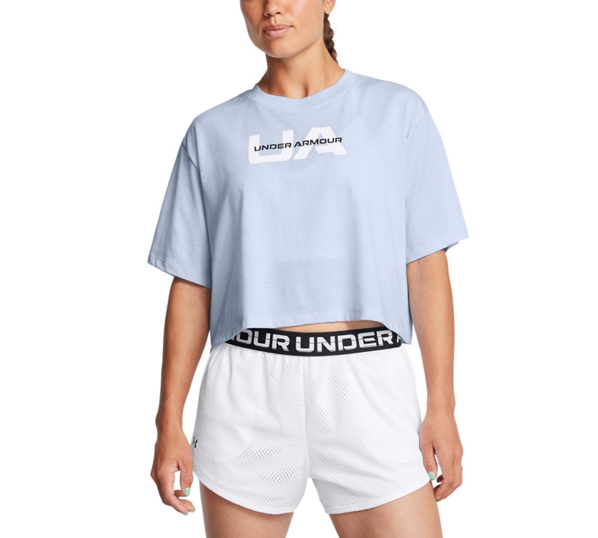 Womens UA Boxy Crop Branded Short Sleeve Product Image