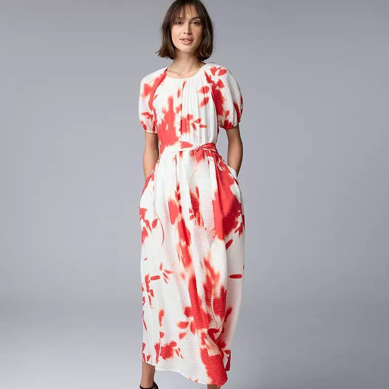 Womens Simply Vera Vera Wang Shirred Flowy Puff Sleeve Maxi Dress Product Image