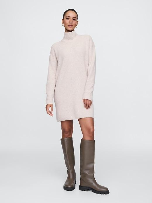 CashSoft Rib Turtleneck Mini Sweater Dress Product Image