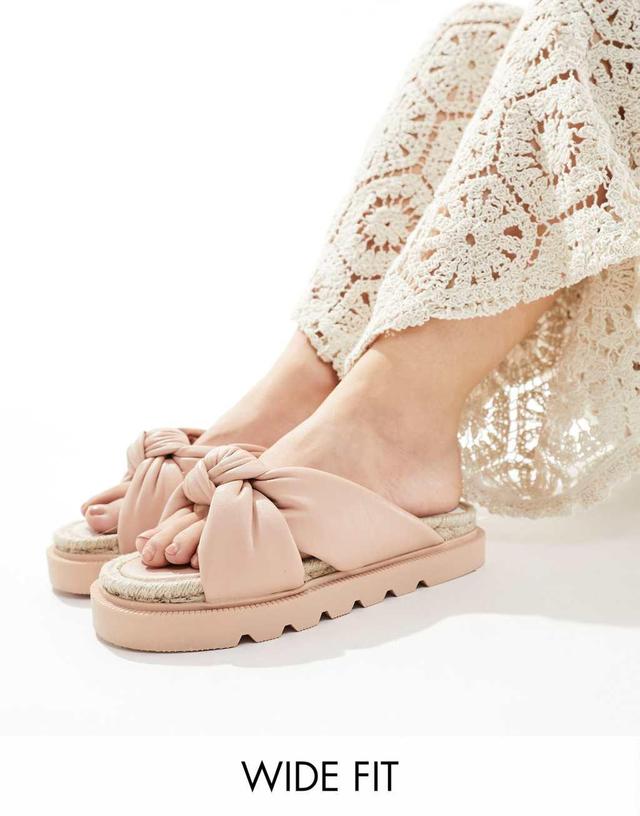 ASOS DESIGN Wide Fit Jemima cross strap espadrilles in light pink Product Image