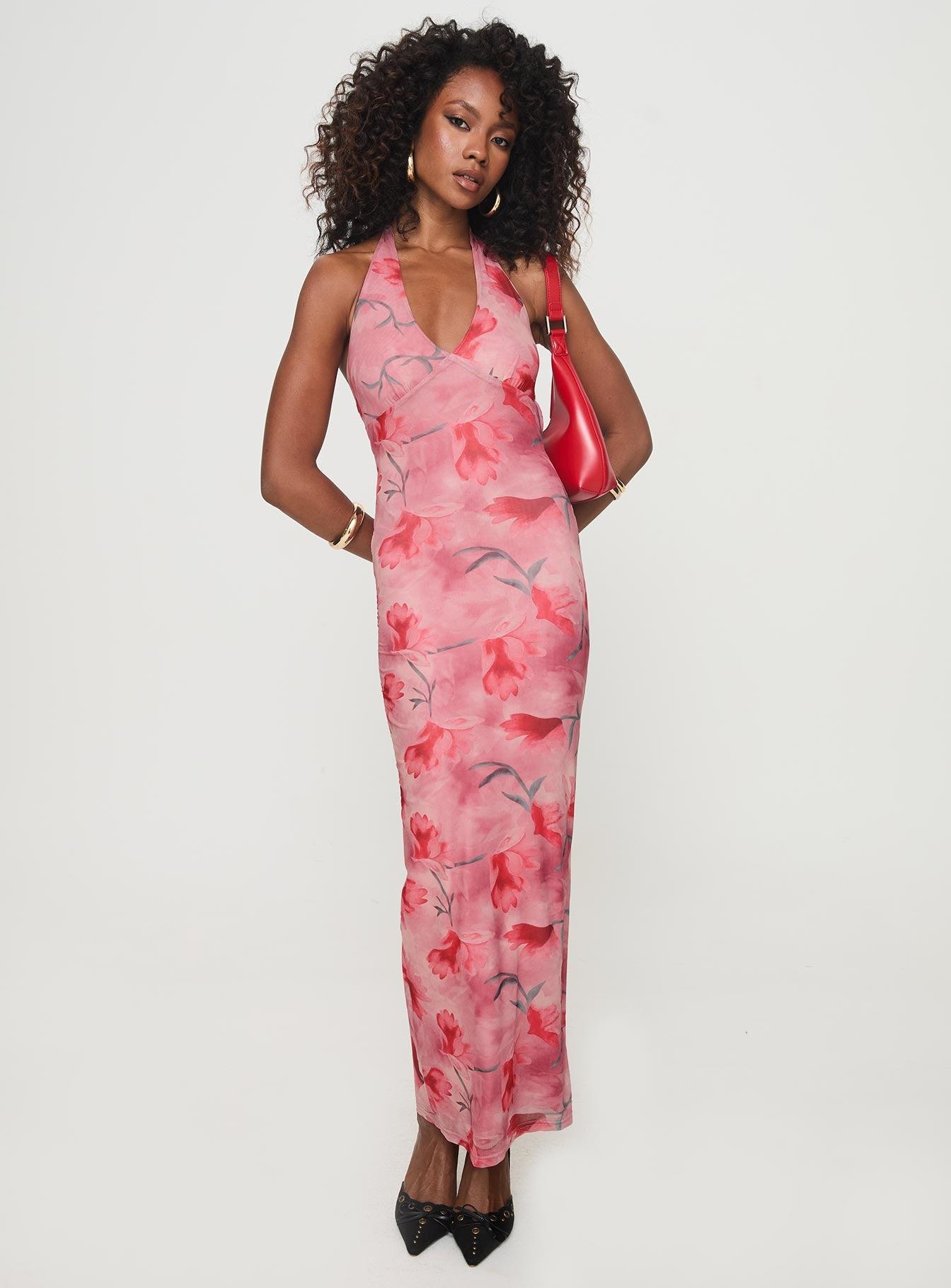 Maillard Halter Maxi Dress Pink Product Image