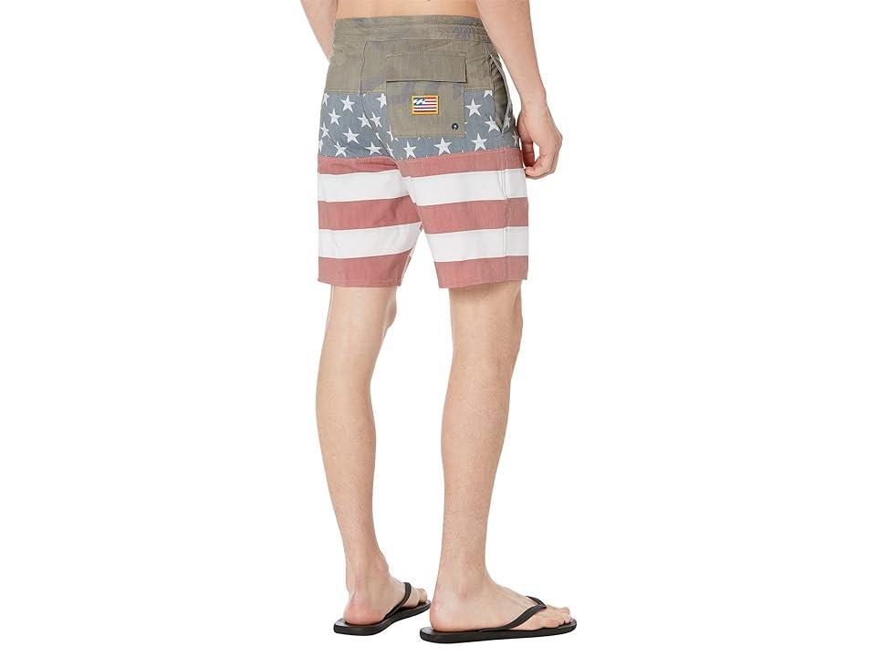 Billabong Stars and Stripes Tribong Lo Tides 19 Boardshorts (Red/White/Blue) Men's Swimwear Product Image