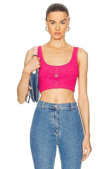 Moschino Jeans Cotton Rib Tank in Fuchsia Product Image