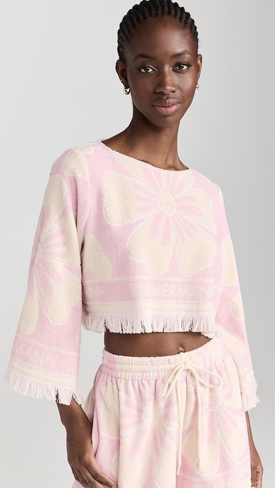 Zimmermann Pop Long Sleeve Towelling Crop Top | Shopbop Product Image