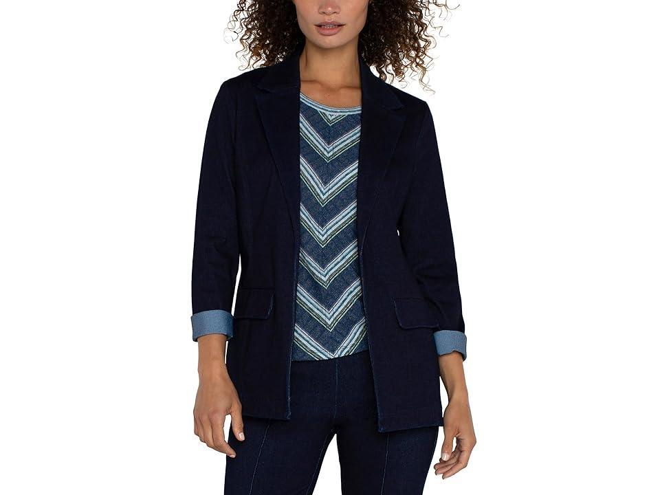 Liverpool Los Angeles Boyfriend Blazer Knit Denim (Indigo Rinse) Women's Jacket Product Image