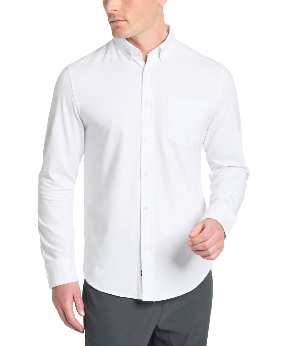 Kenneth Cole Mens Slim-Fit Plain White Performance Long-Sleeve Button-Down Shirt Product Image