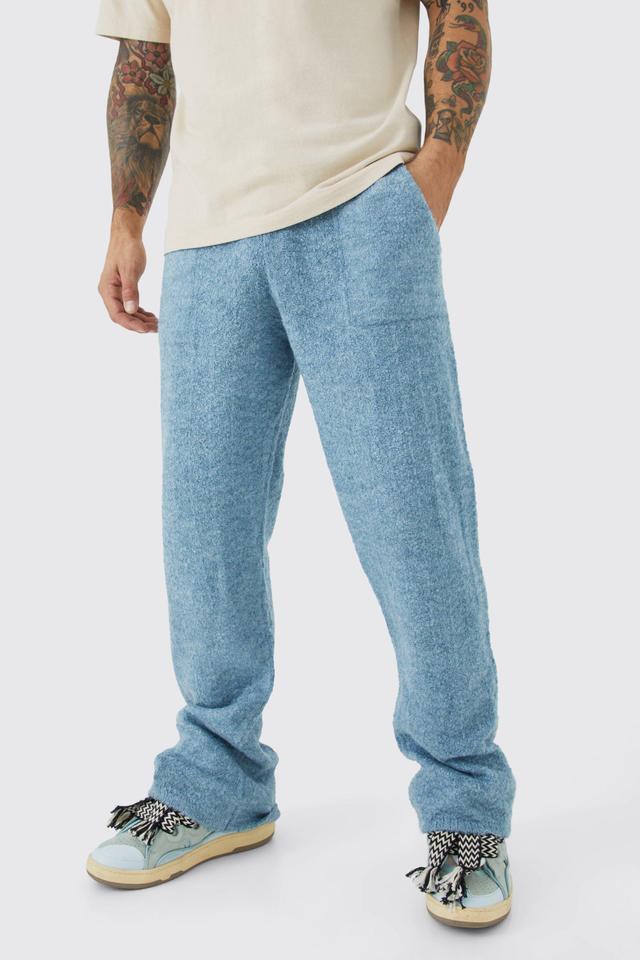 Relaxed Herringbone Knit Wide Leg Sweatpants | boohooMAN USA Product Image