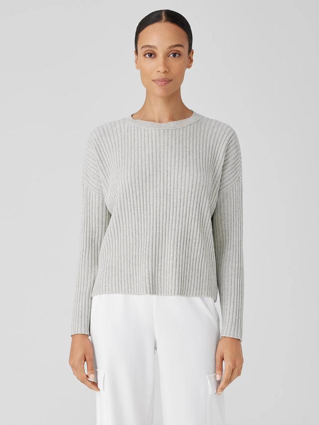 EILEEN FISHER Cotton and Recycled Cashmere Crew Neck Box-Topfemale Product Image