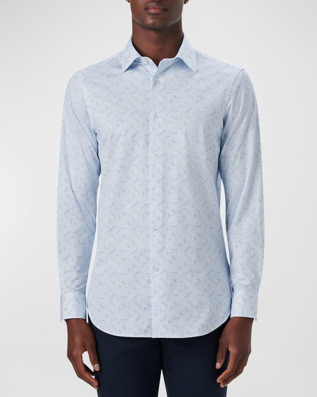 Mens Geometric-Print Performance Knit Sport Shirt Product Image