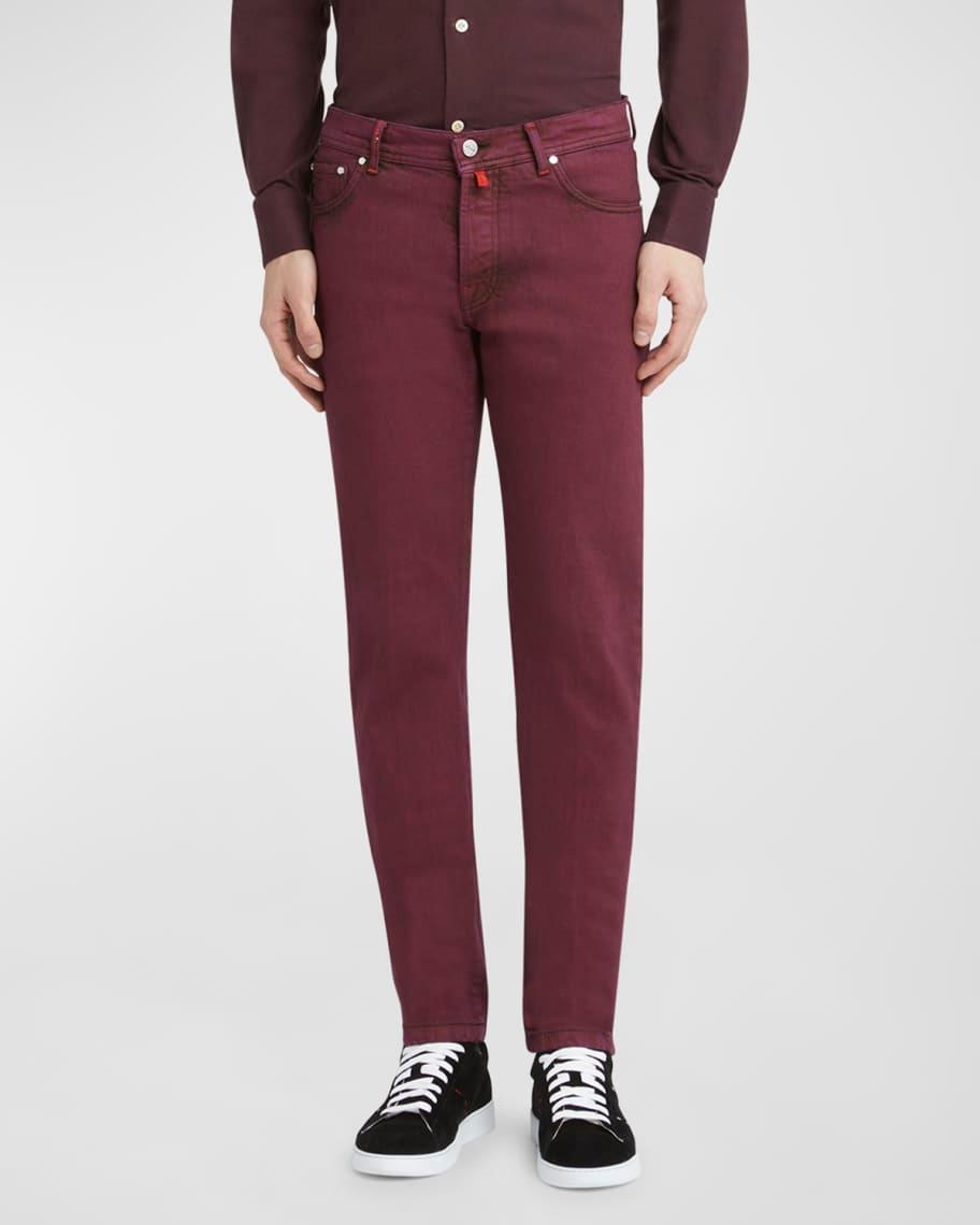 Men's Burgundy Overdyed Straight-Leg Jeans Product Image