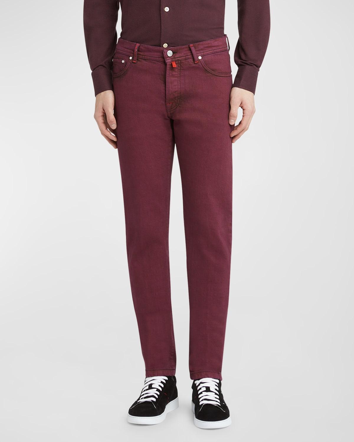 Mens Burgundy Overdyed Straight-Leg Jeans Product Image