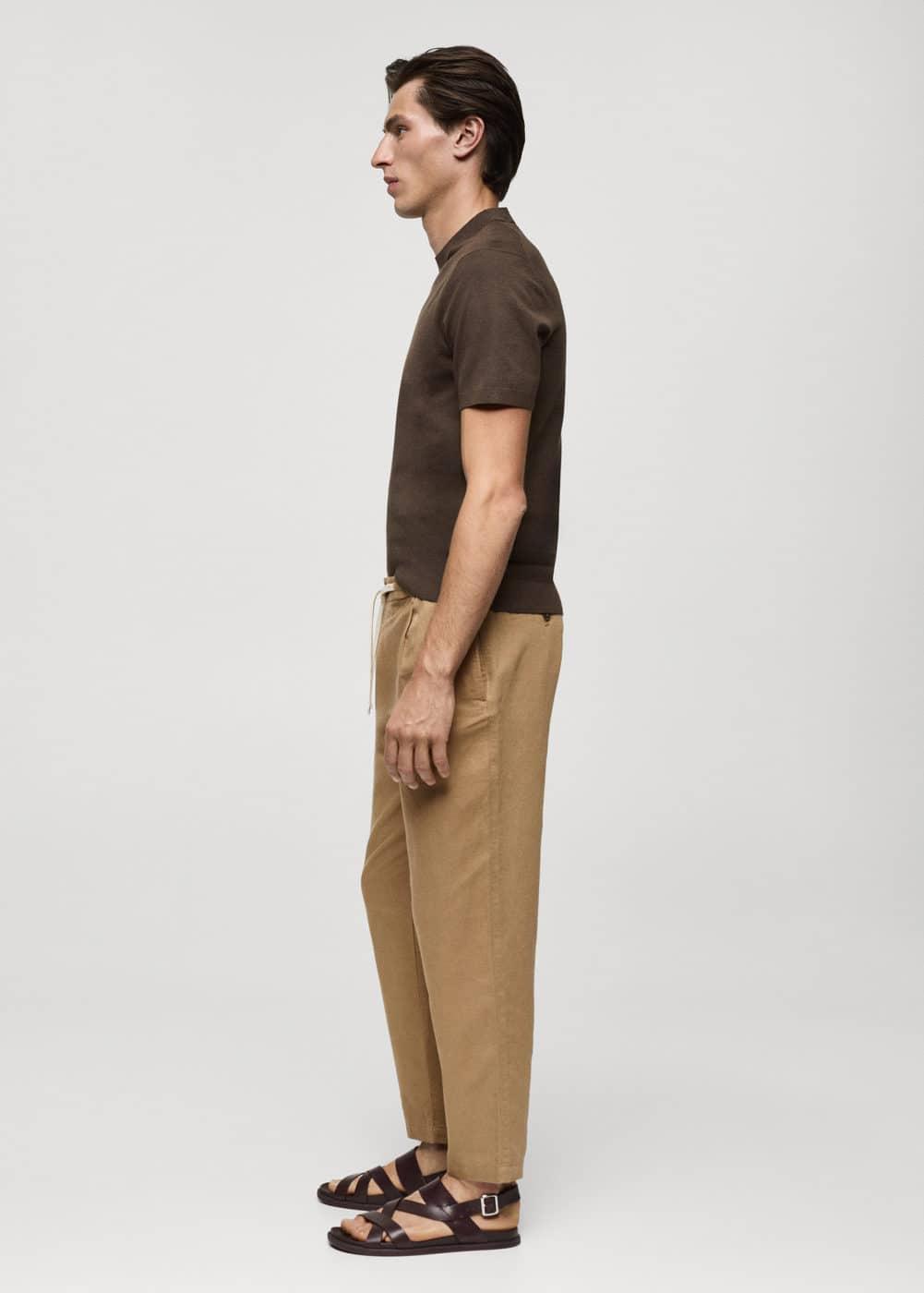 MANGO MAN - Slim-fit pants with drawstring tobacco brownMen Product Image