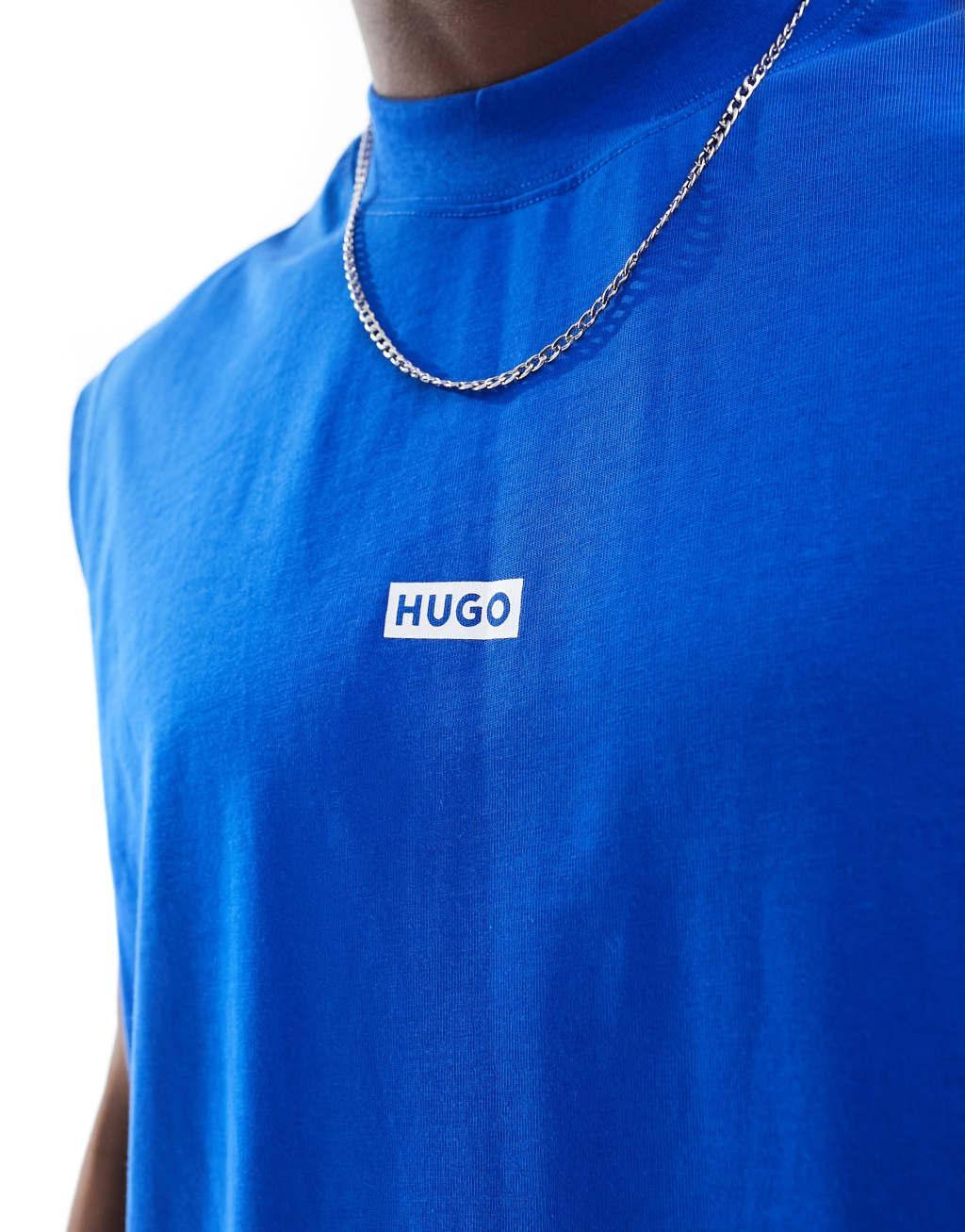 HUGO BLUE oversized tank in blue Product Image