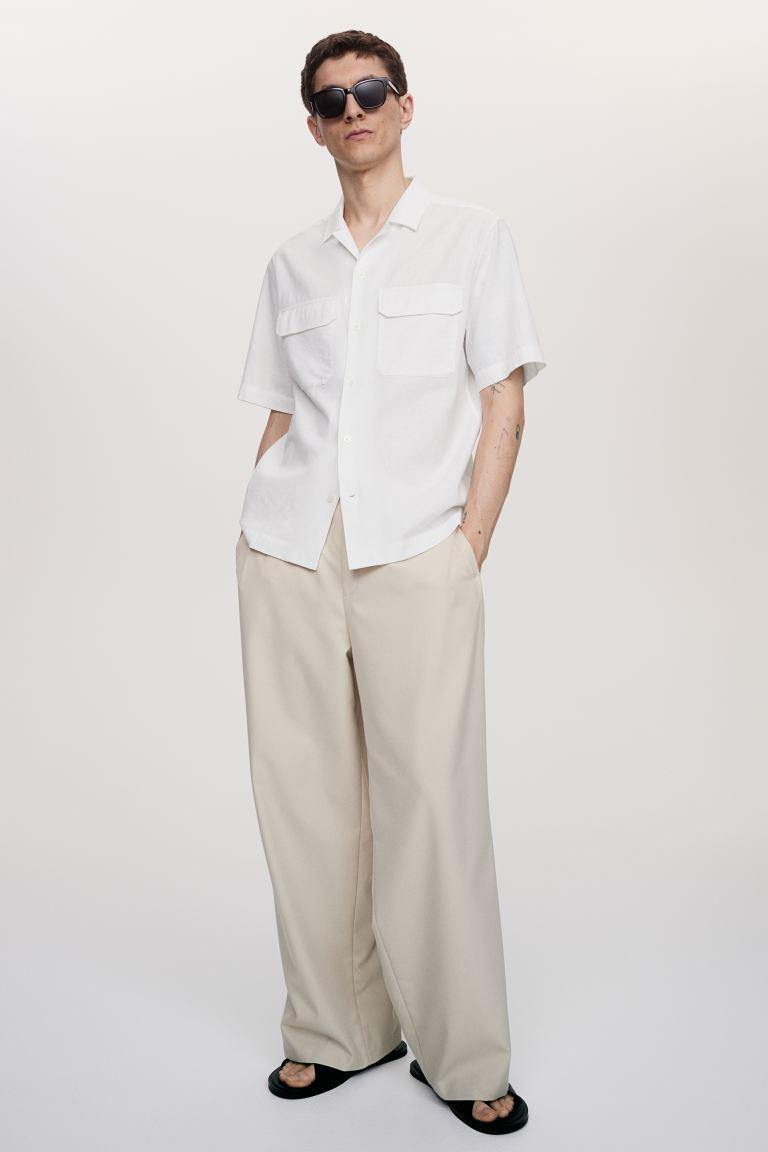 Regular Fit Linen-blend Utility Shirt Product Image