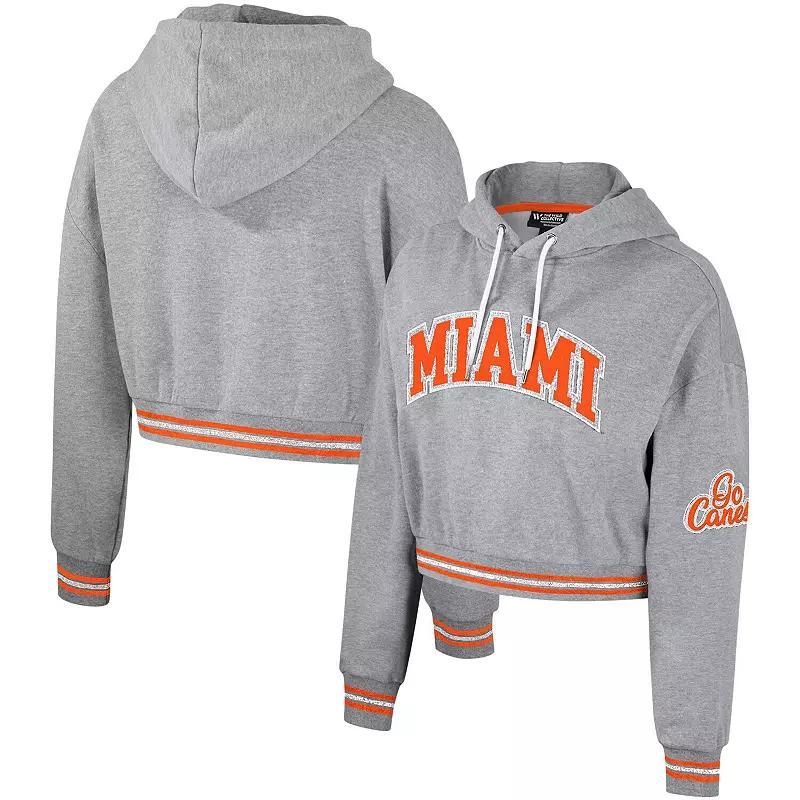 Womens The Wild Collective Heather Gray Miami Hurricanes Cropped Shimmer Pullover Hoodie Product Image