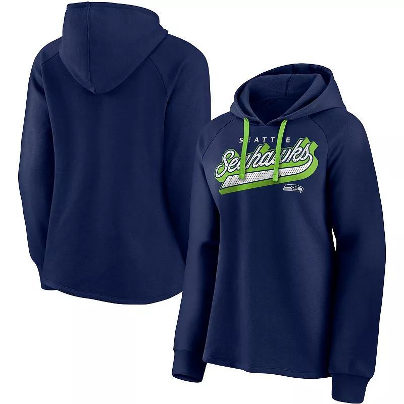 Womens Fanatics Branded /Neon Green Seattle Seahawks First Contact Raglan Pullover Hoodie Blue Product Image