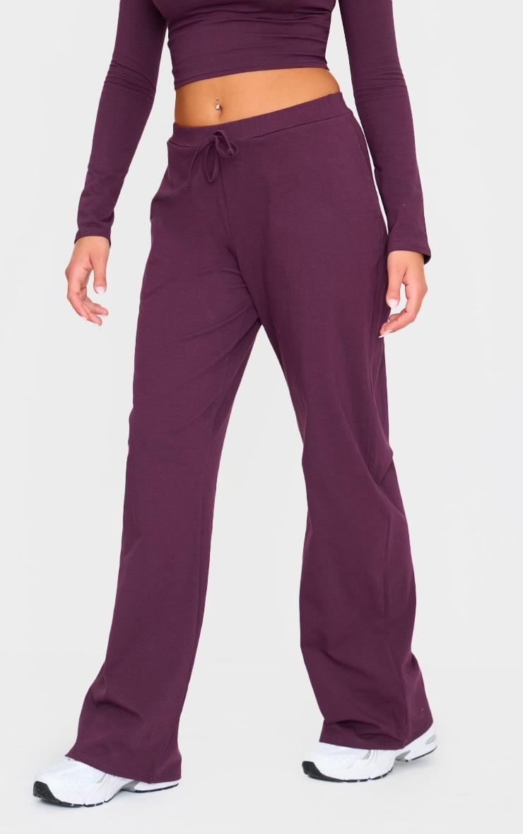 Plum Cotton Jersey Straight Leg Pants Product Image